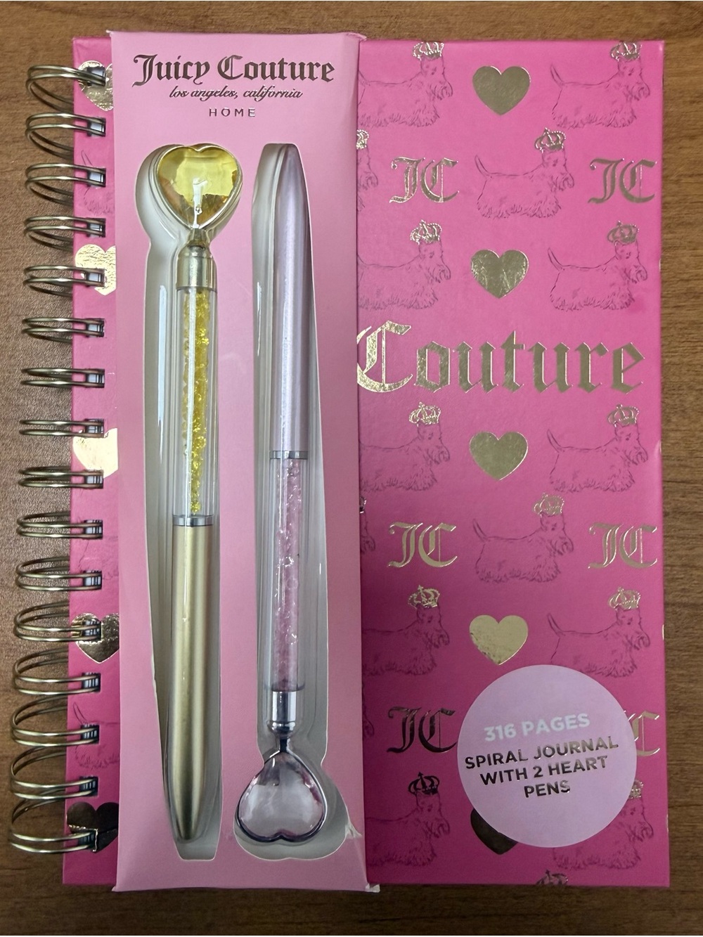 Juicy Couture Gold and Pink Heart Pen Spiral Journal Set